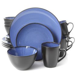 Gibson Elite Soho Lounge Round 16-Piece Dinnerware Set, Blue